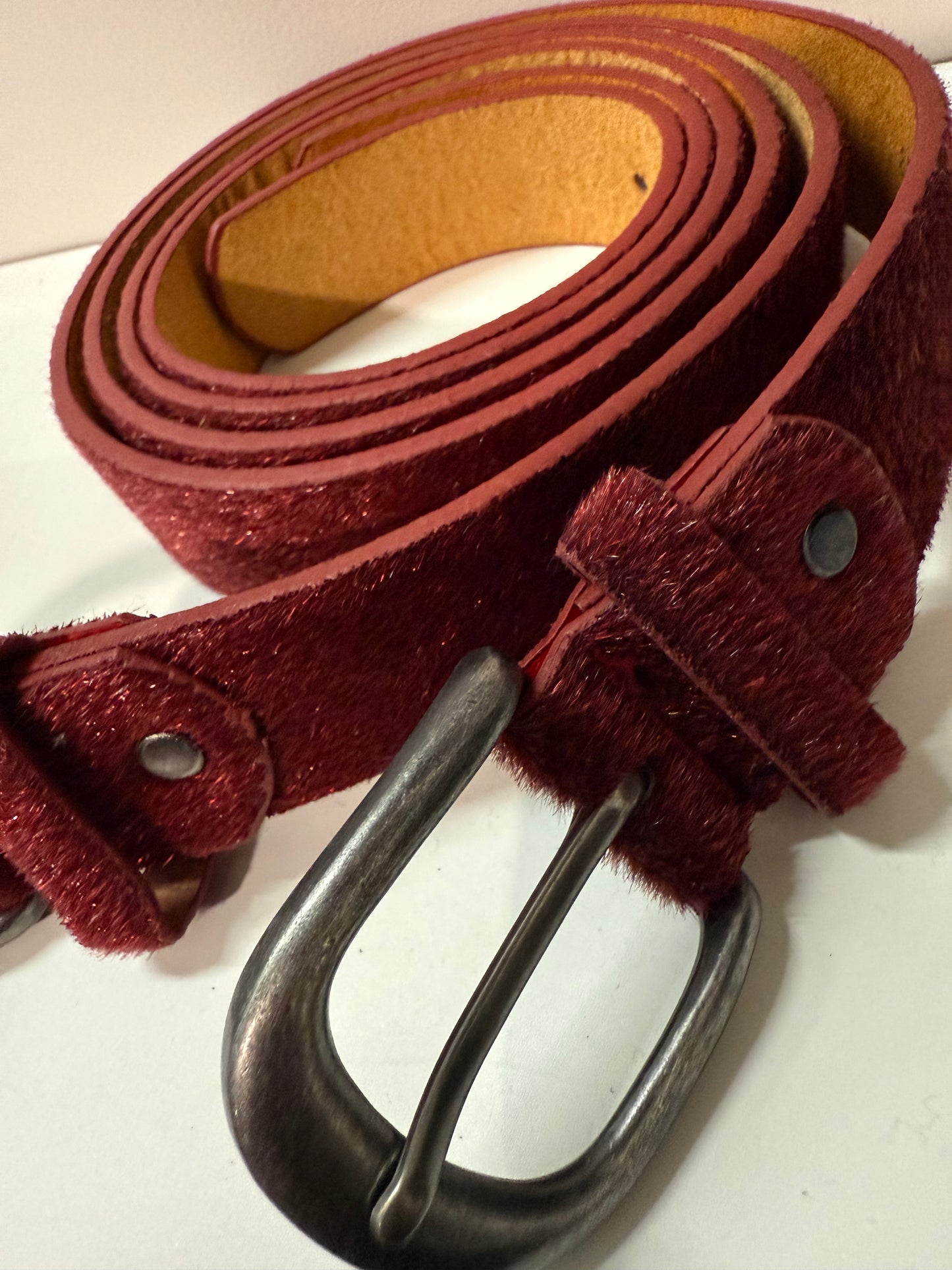 Ceinture cuire bordeaux T.85